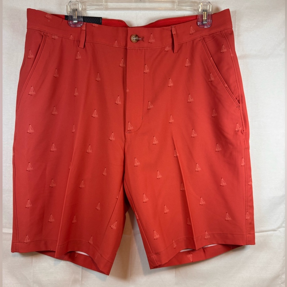 NWT Greg Norman Reef Sailboat Cranberry Golf Shorts Mens 34